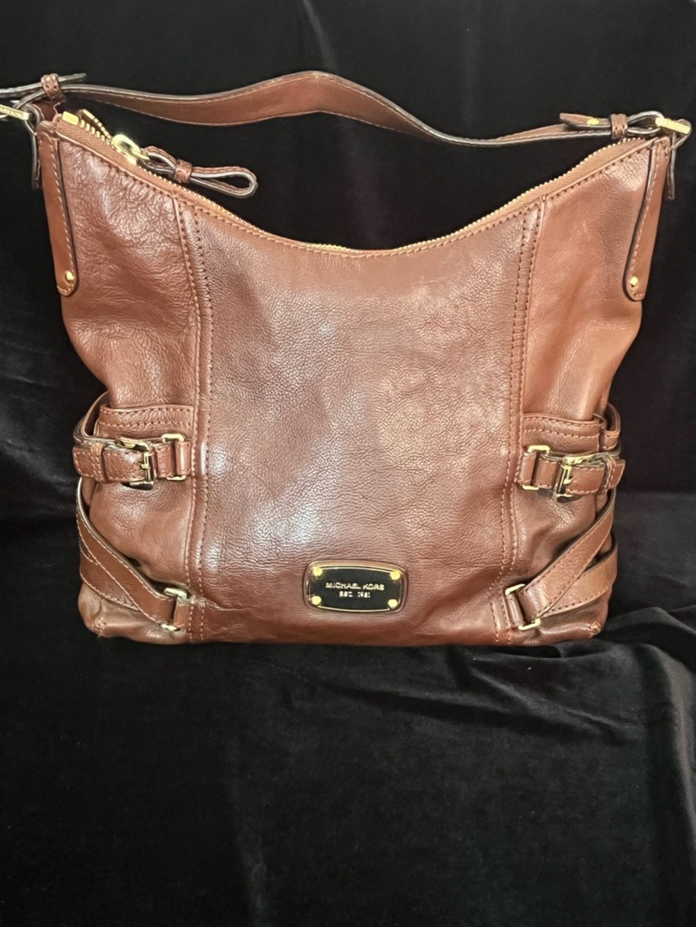 Michael Kors Gansevoort Chocolate Brown Leather Shoulder Bag - Picture 1 of 11